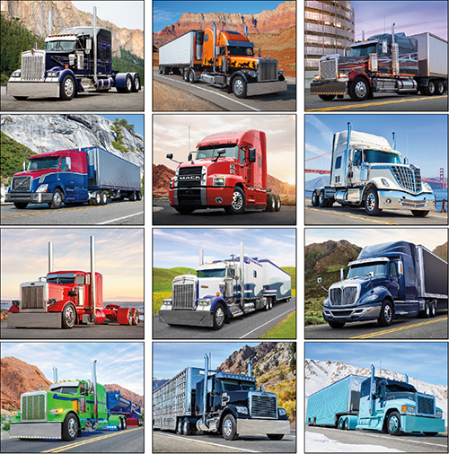 Tractor Trailers Spiral Bound Wall Calendar for 2023